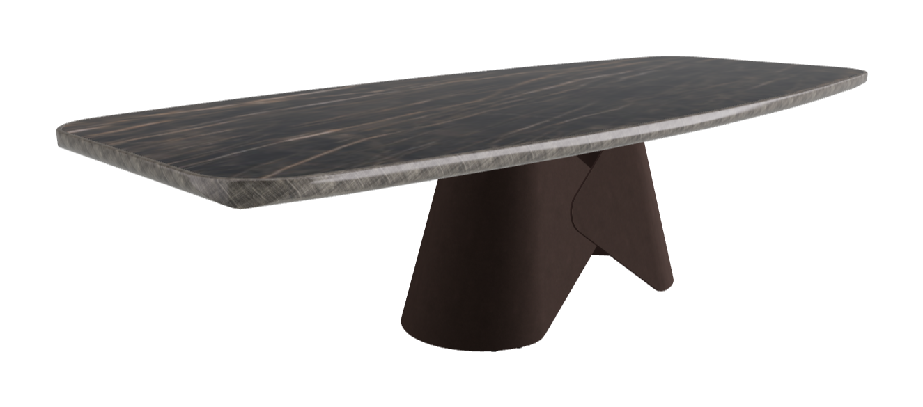 300x128x75h Barrel Shaped_Glossy Portoro_Bronze Embossed_Brushed Grey