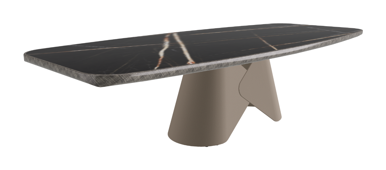 300x128x75h Barrel Shaped_Glossy Sahara Noir_Titanium Embossed_Brushed Grey