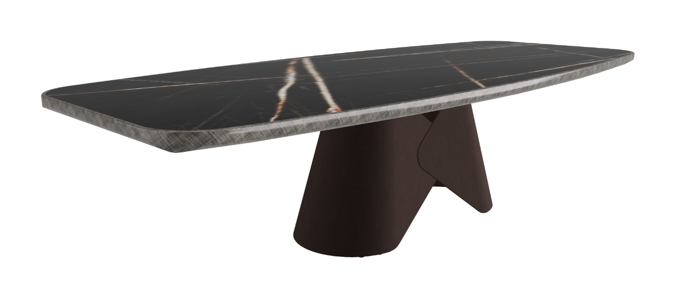 300x128x75h Barrel Shaped_Glossy Sahara Noir_Bronze Embossed_Brushed Grey