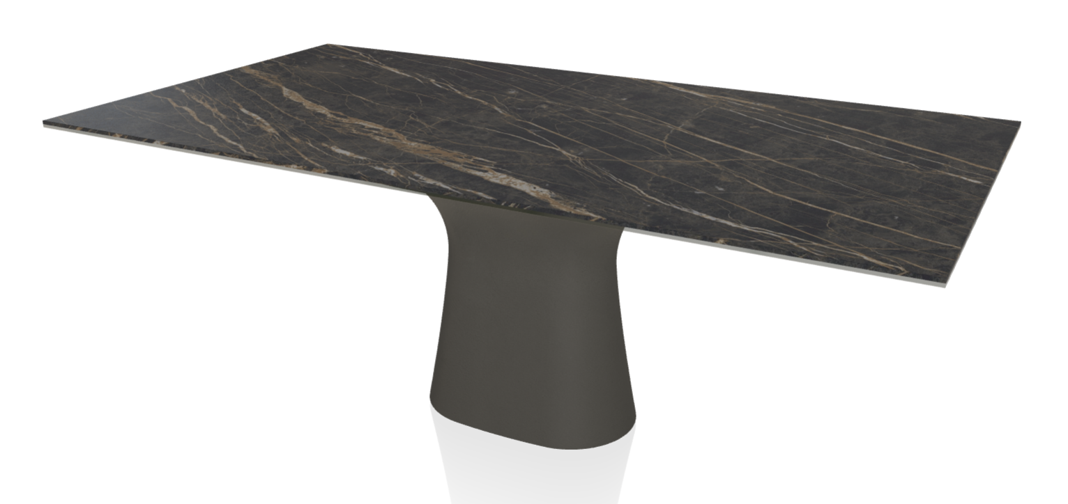 Ex-Display 60% Discount - 1x Bontempi Podium Dining Table 250x100cm Rectangular - Anthracite Base - Glossy Ceramic SuperMarble Noir Desir Top