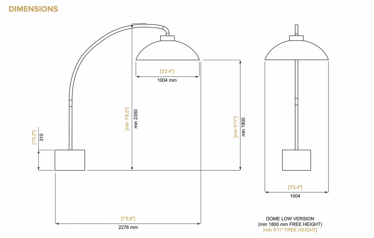 Heatsail Dome dimensions diagram