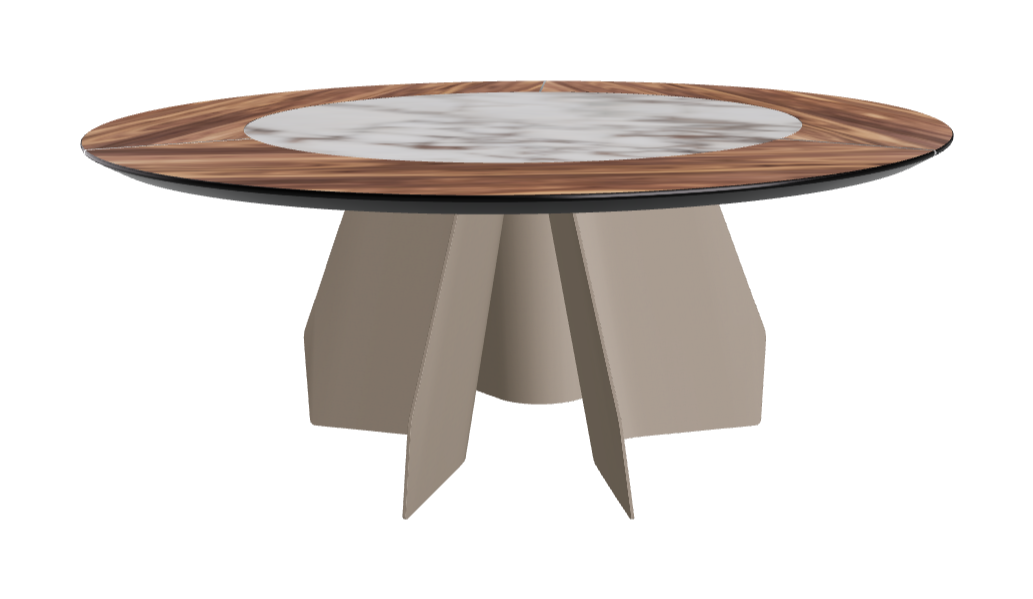 Diameter 180 x Height 75 cm_Walnut Canaletto_Titanium Embossed_Breccia