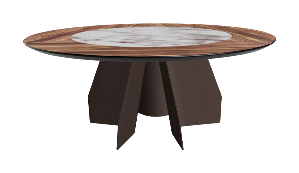 Diameter 180 x Height 75 cm_Walnut Canaletto_Bronze Embossed_Breccia