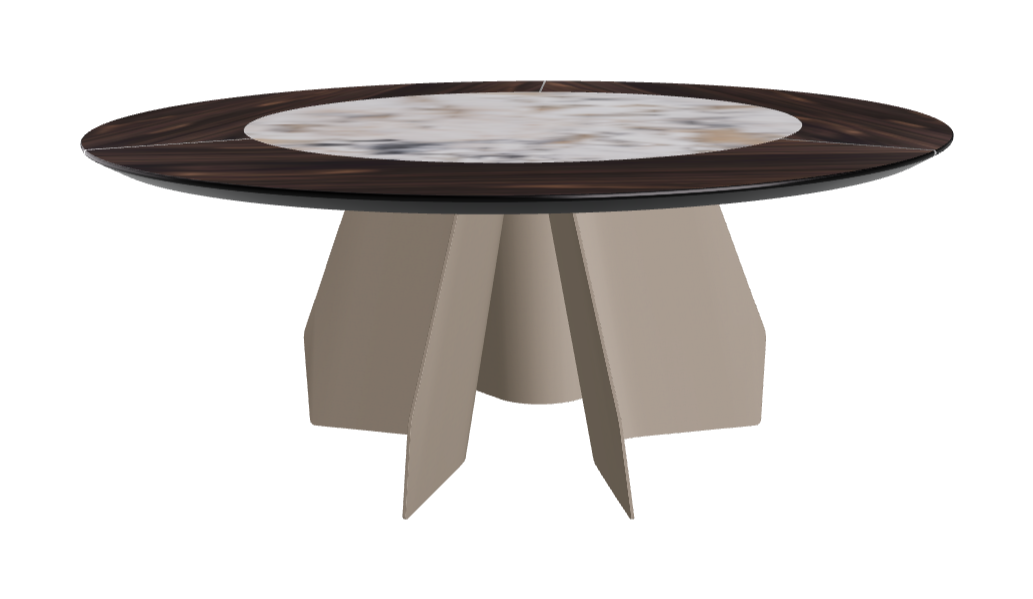 Diameter 180 x Height 75 cm_Burned Oak_Titanium Embossed_Makalu