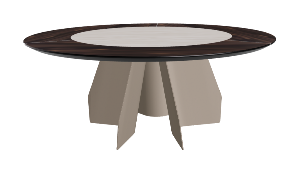 Diameter 180 x Height 75 cm_Burned Oak_Titanium Embossed_Colosseo