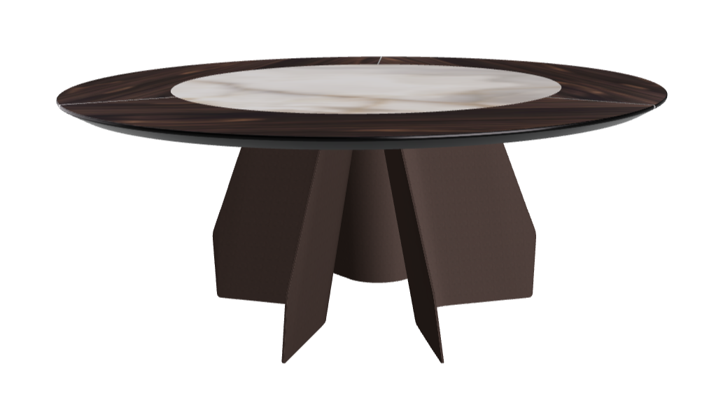 Diameter 180 x Height 75 cm_Burned Oak_Bronze Embossed_Alabastro