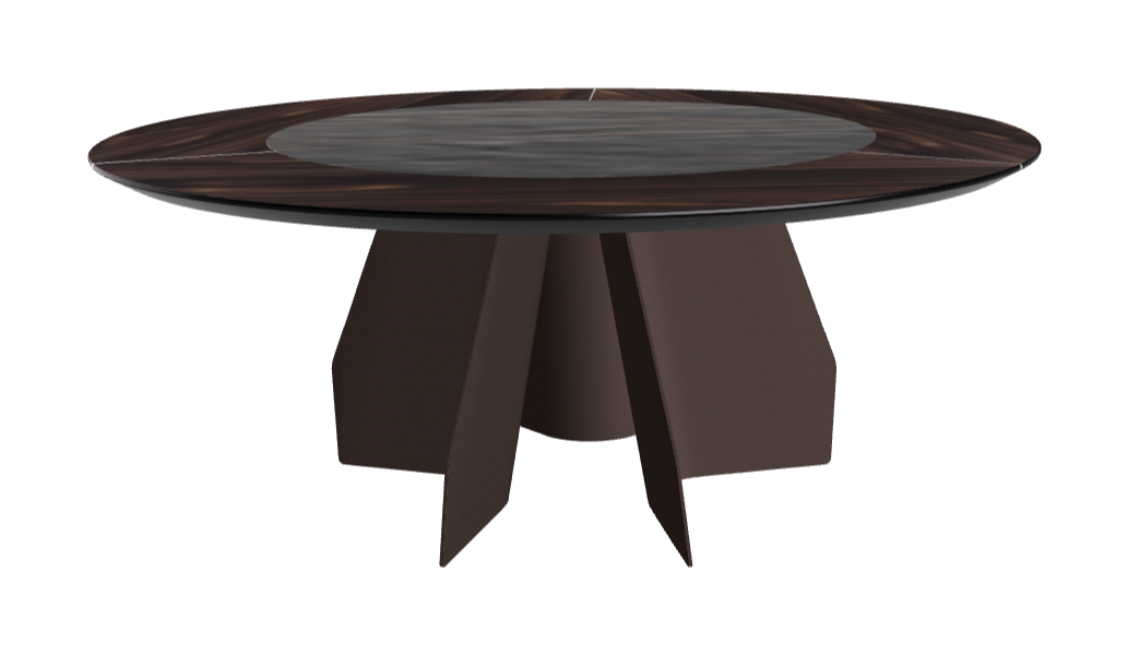 Diameter 180 x Height 75 cm_Burned Oak_Bronze Embossed_Matt Portoro