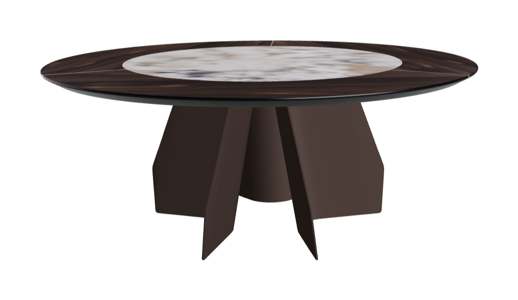 Diameter 180 x Height 75 cm_Burned Oak_Bronze Embossed_Makalu