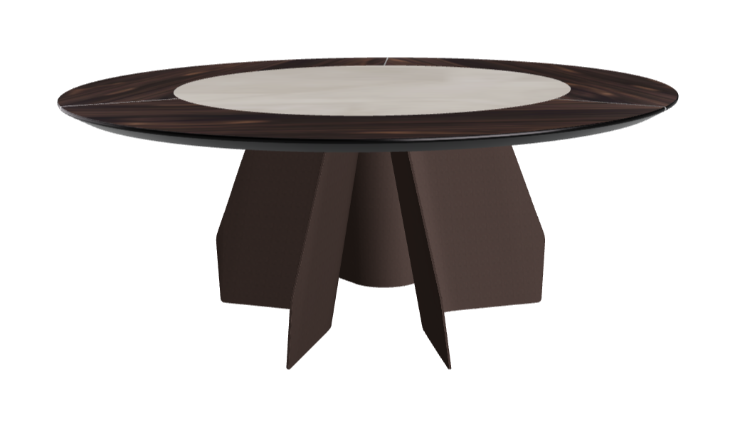 Diameter 180 x Height 75 cm_Burned Oak_Bronze Embossed_Luxor