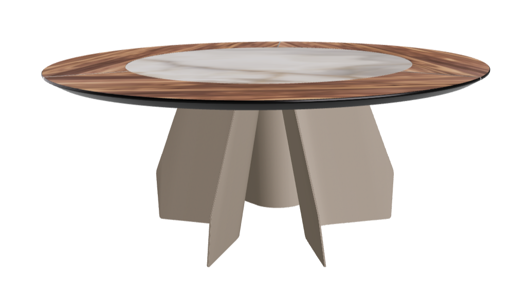 T Diameter 180 x Height 75 cm Swivel_Walnut Canaletto_Titanium Embossed_Alabastro
