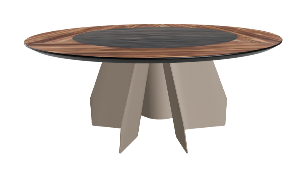 T Diameter 180 x Height 75 cm Swivel_Walnut Canaletto_Titanium Embossed_Matt Portoro