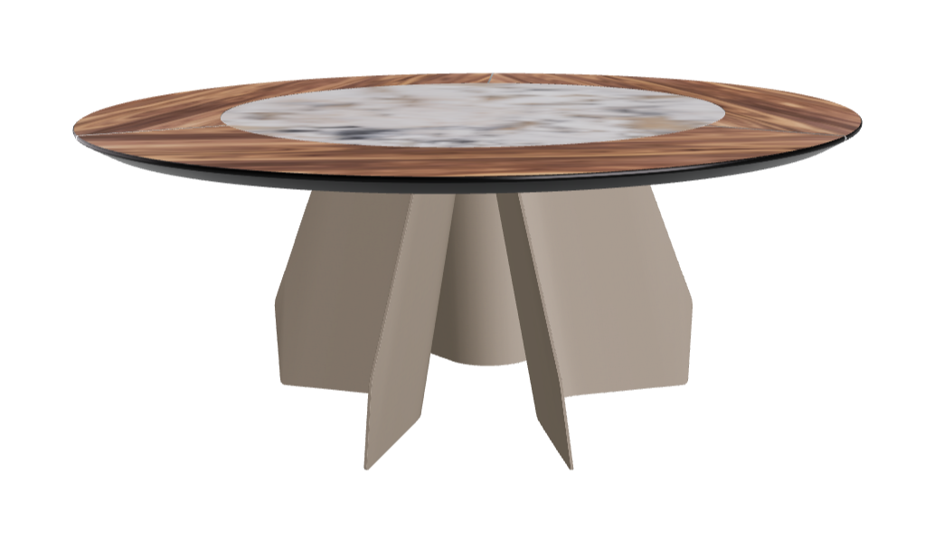 T Diameter 180 x Height 75 cm Swivel_Walnut Canaletto_Titanium Embossed_Makalu