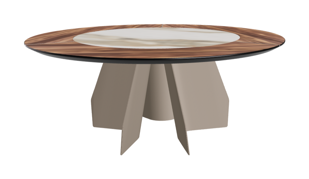 T Diameter 180 x Height 75 cm Swivel_Walnut Canaletto_Titanium Embossed_Matt Borghini Calacatta