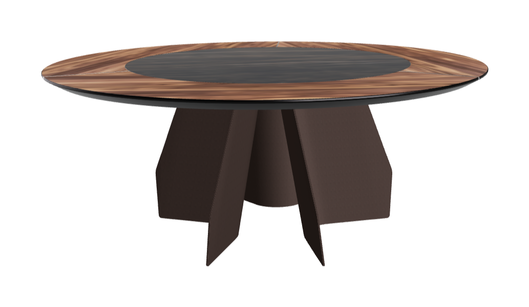 T Diameter 180 x Height 75 cm Swivel_Walnut Canaletto_Bronze Embossed_Glossy Portoro