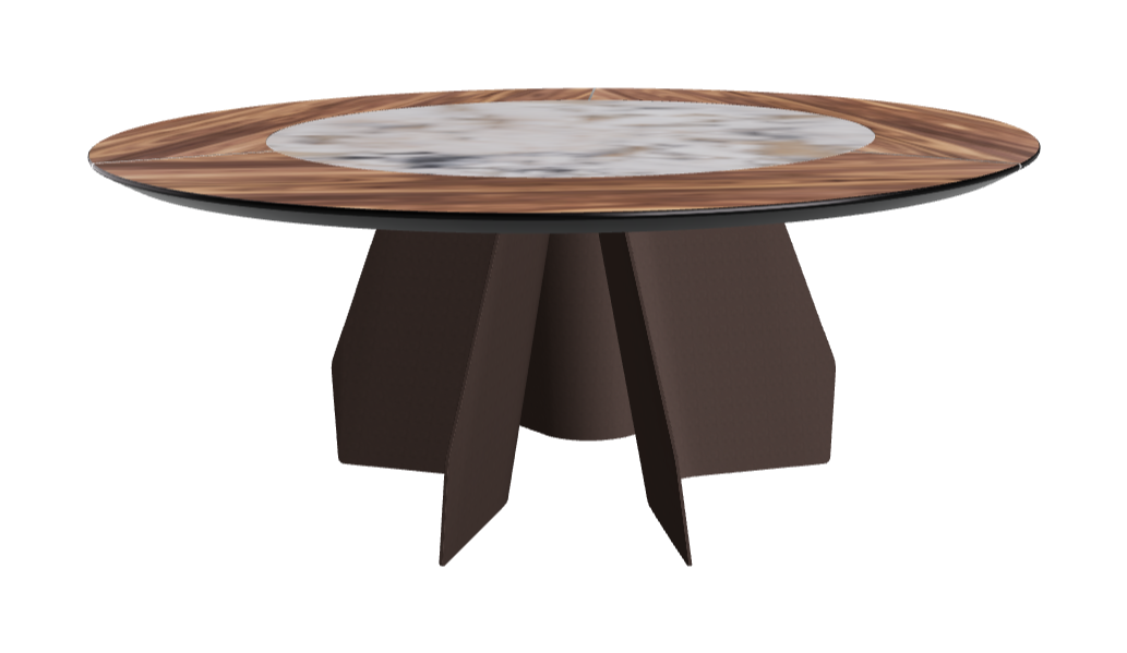 T Diameter 180 x Height 75 cm Swivel_Walnut Canaletto_Bronze Embossed_Makalu
