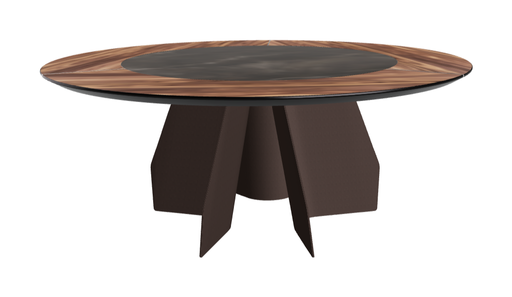 T Diameter 180 x Height 75 cm Swivel_Walnut Canaletto_Bronze Embossed_Andromeda