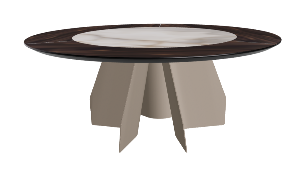 T Diameter 180 x Height 75 cm Swivel_Burned Oak_Titanium Embossed_Alabastro