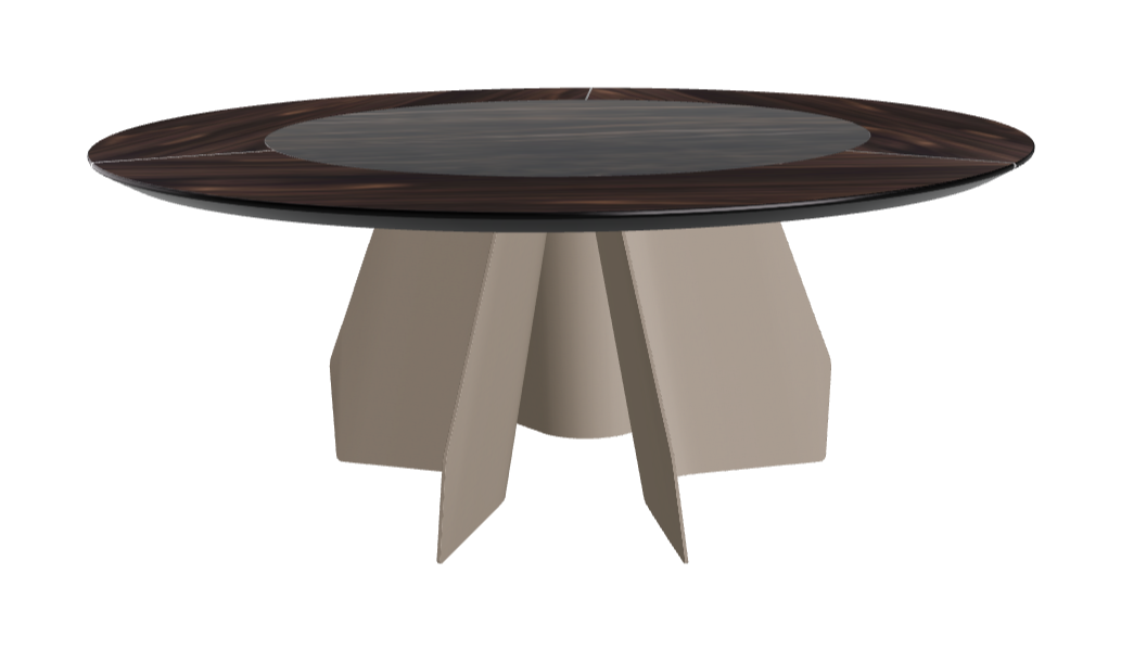 T Diameter 180 x Height 75 cm Swivel_Burned Oak_Titanium Embossed_Glossy Portoro
