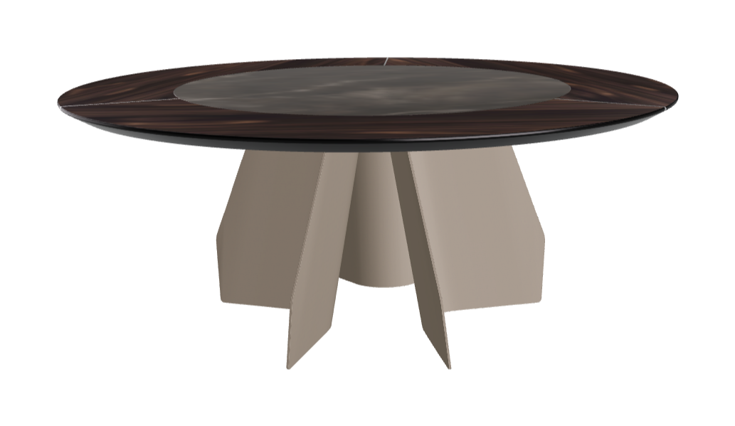 T Diameter 180 x Height 75 cm Swivel_Burned Oak_Titanium Embossed_Andromeda