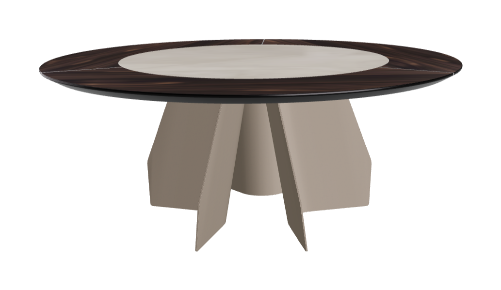 T Diameter 180 x Height 75 cm Swivel_Burned Oak_Titanium Embossed_Luxor