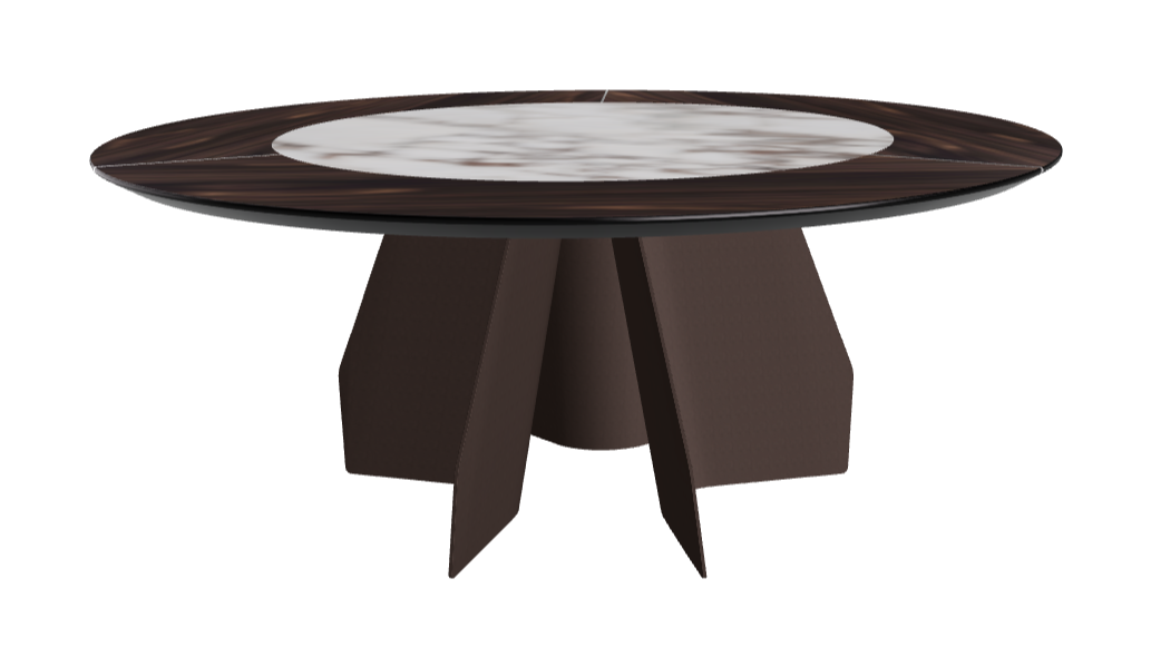 T Diameter 180 x Height 75 cm Swivel_Burned Oak_Bronze Embossed_Breccia