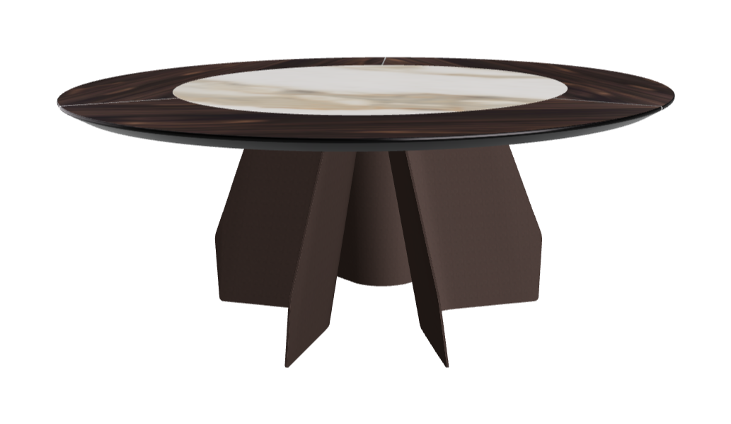 T Diameter 180 x Height 75 cm Swivel_Burned Oak_Bronze Embossed_Matt Borghini Calacatta