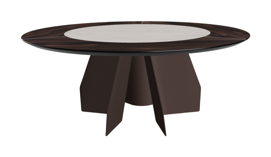 T Diameter 180 x Height 75 cm Swivel_Burned Oak_Bronze Embossed_Colosseo