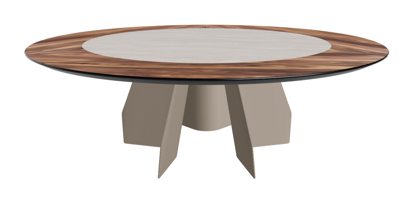 Diameter 220 x Height 75 cm_Walnut Canaletto_Titanium Embossed_Colosseo