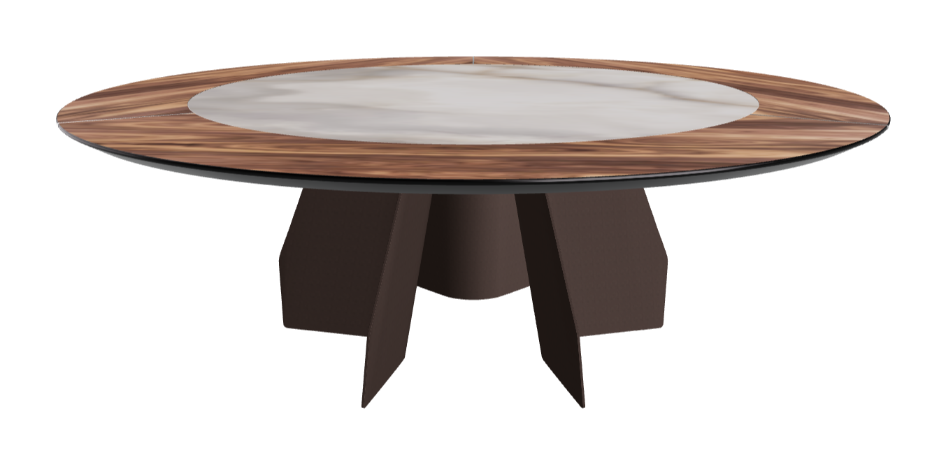Diameter 220 x Height 75 cm_Walnut Canaletto_Bronze Embossed_Alabastro