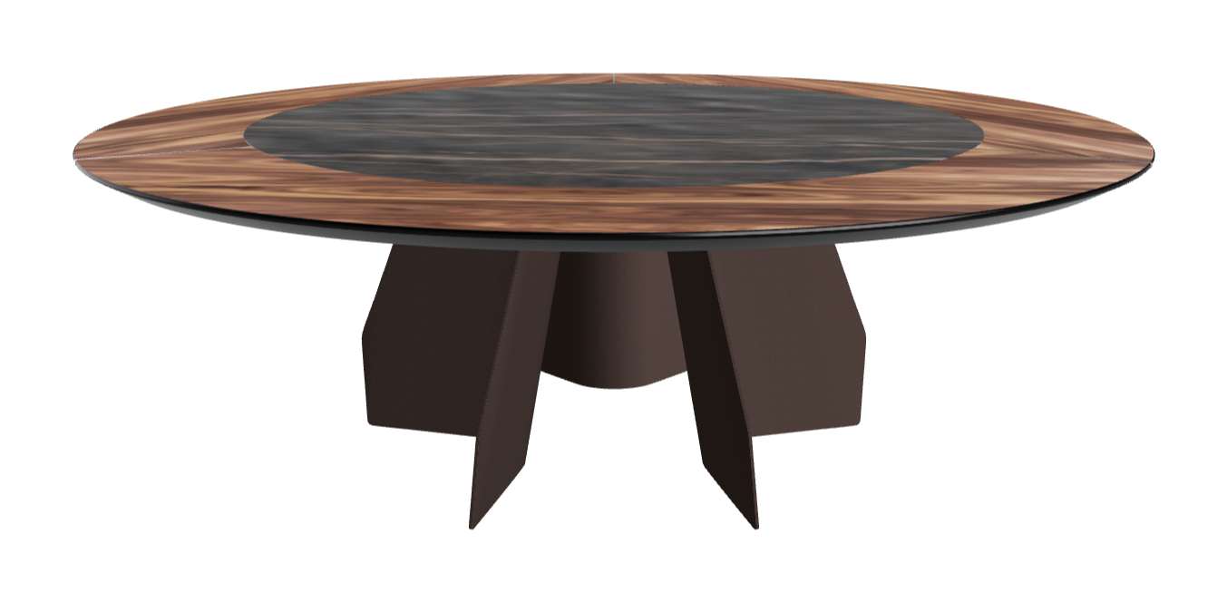Diameter 220 x Height 75 cm_Walnut Canaletto_Bronze Embossed_Matt Portoro