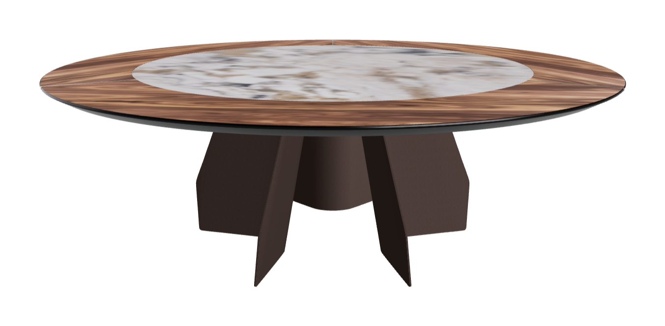 Diameter 220 x Height 75 cm_Walnut Canaletto_Bronze Embossed_Makalu