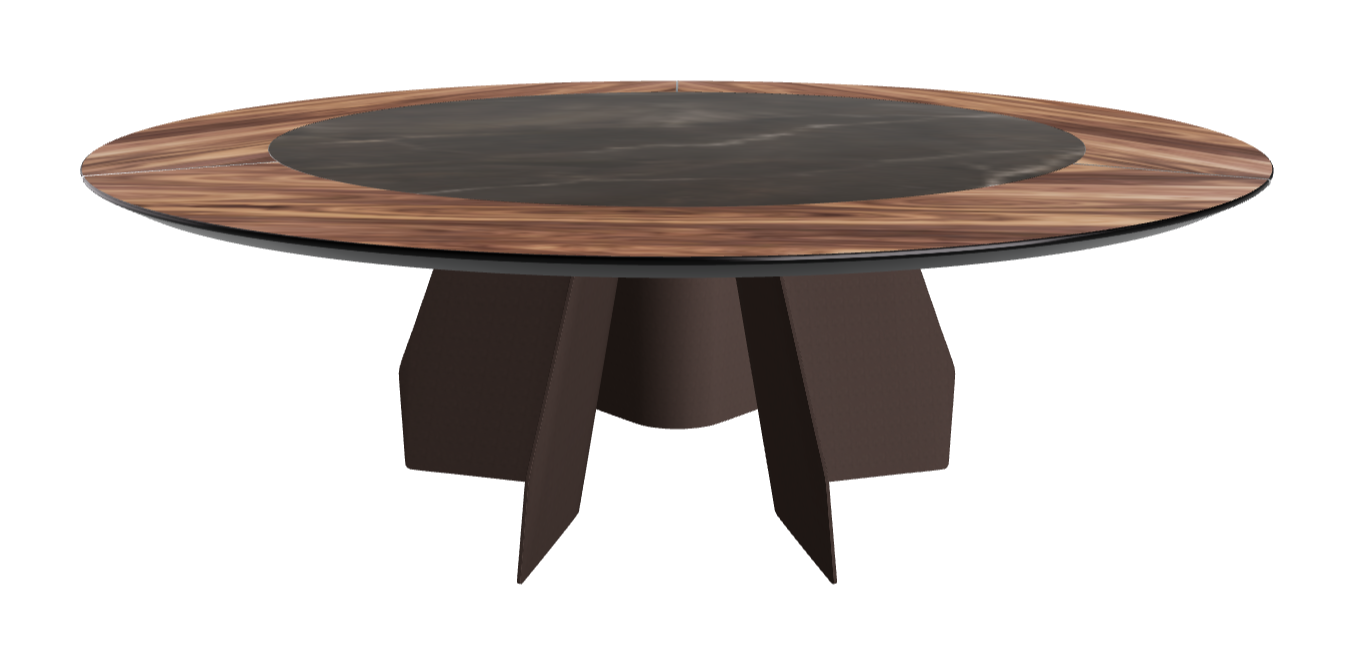 Diameter 220 x Height 75 cm_Walnut Canaletto_Bronze Embossed_Andromeda