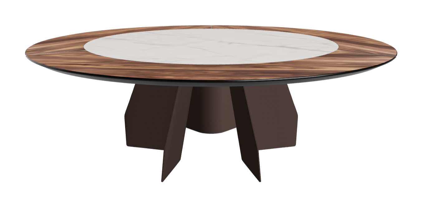 Diameter 220 x Height 75 cm_Walnut Canaletto_Bronze Embossed_Matt Invisible