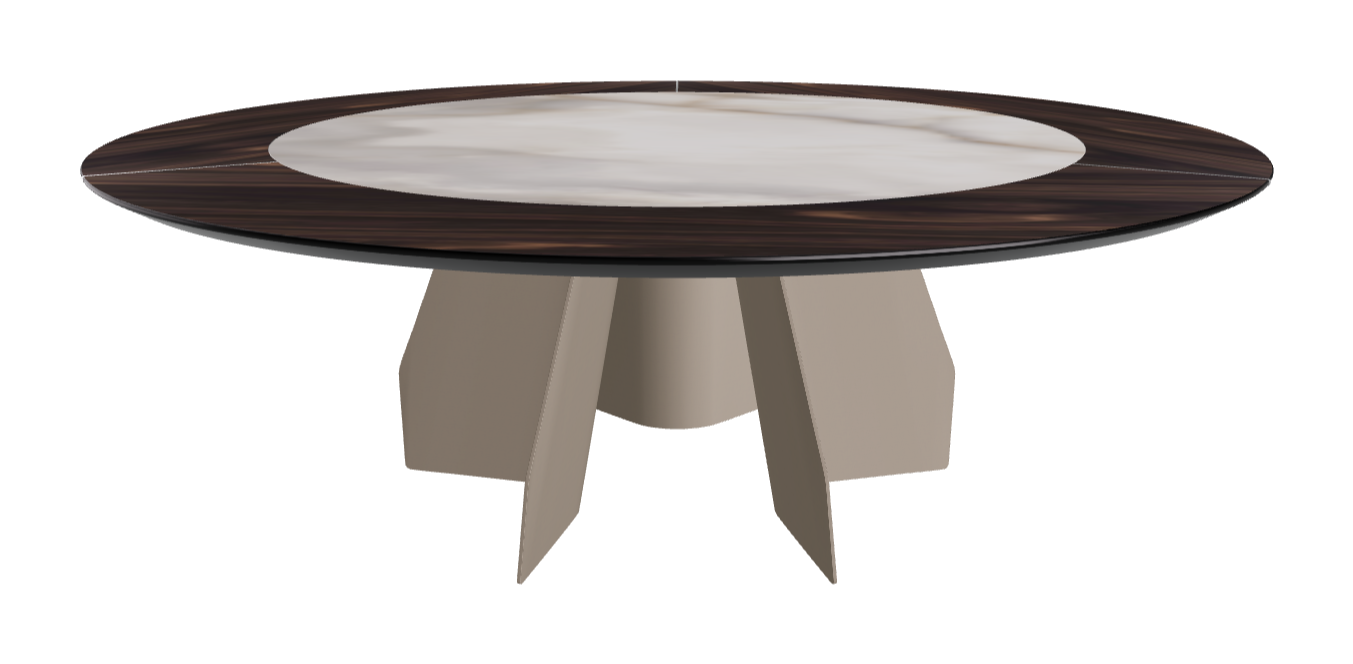Diameter 220 x Height 75 cm_Burned Oak_Titanium Embossed_Alabastro
