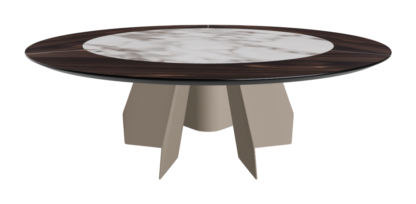 Diameter 220 x Height 75 cm_Burned Oak_Titanium Embossed_Breccia