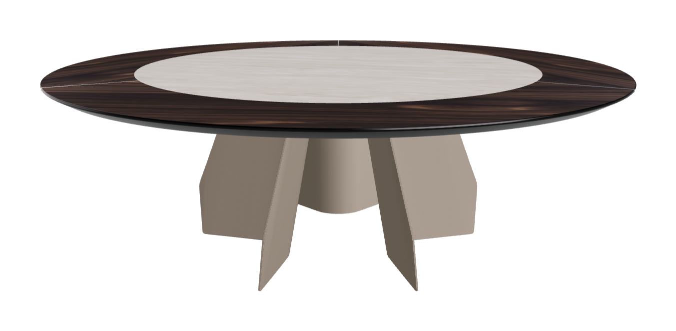 Diameter 220 x Height 75 cm_Burned Oak_Titanium Embossed_Colosseo
