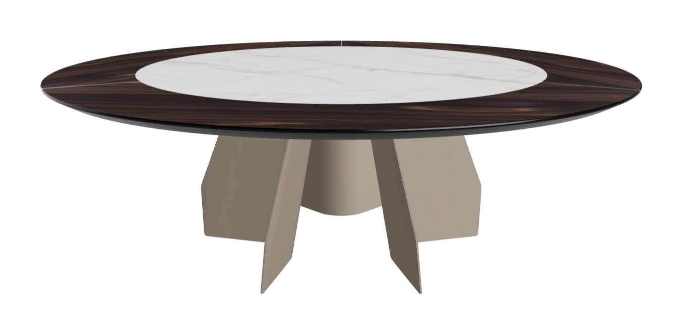 Diameter 220 x Height 75 cm_Burned Oak_Titanium Embossed_Matt Invisible