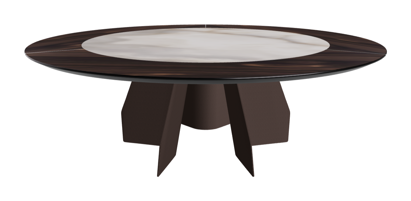 Diameter 220 x Height 75 cm_Burned Oak_Bronze Embossed_Alabastro