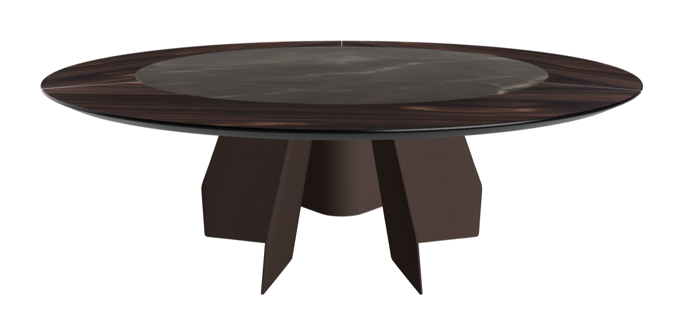 Diameter 220 x Height 75 cm_Burned Oak_Bronze Embossed_Andromeda