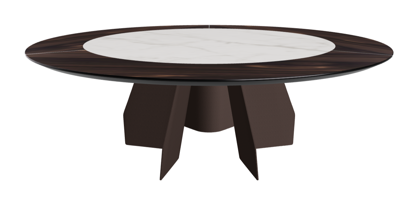Diameter 220 x Height 75 cm_Burned Oak_Bronze Embossed_Matt Invisible