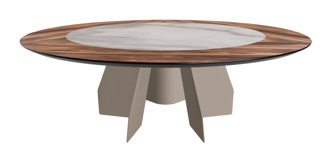 T Diameter 220 x Height 75 cm Swivel_Walnut Canaletto_Titanium Embossed_Alabastro