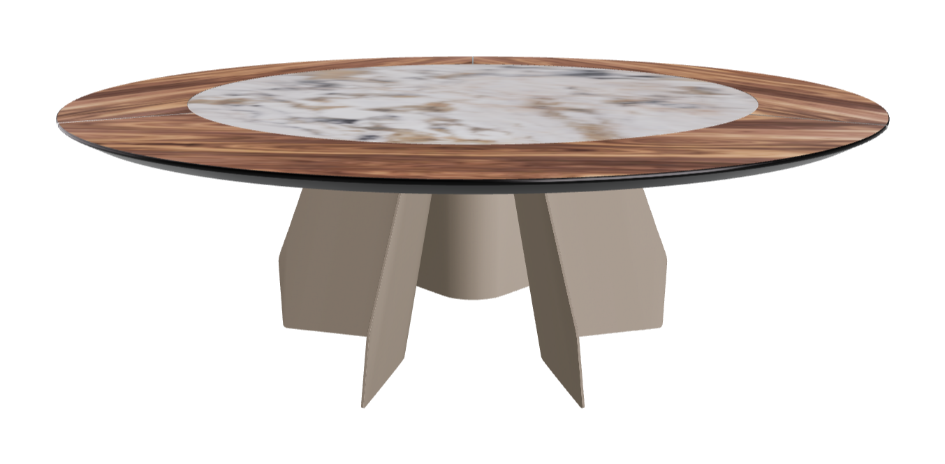 T Diameter 220 x Height 75 cm Swivel_Walnut Canaletto_Titanium Embossed_Makalu