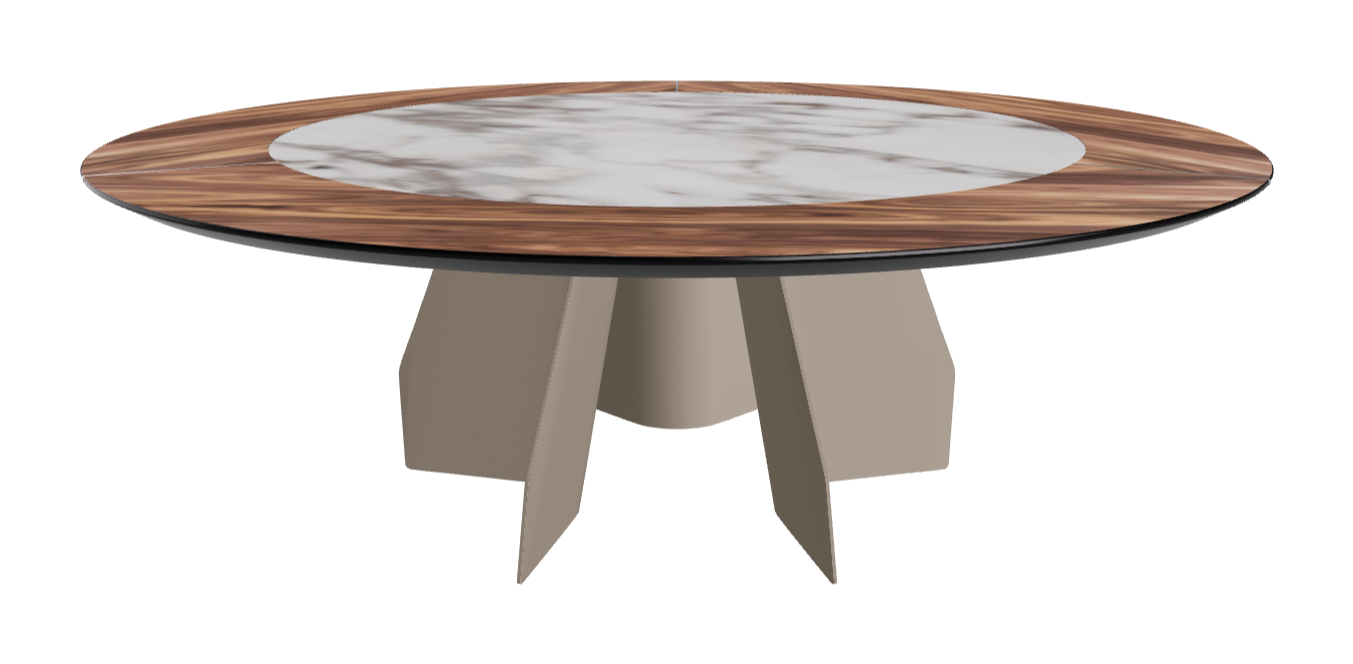 T Diameter 220 x Height 75 cm Swivel_Walnut Canaletto_Titanium Embossed_Breccia