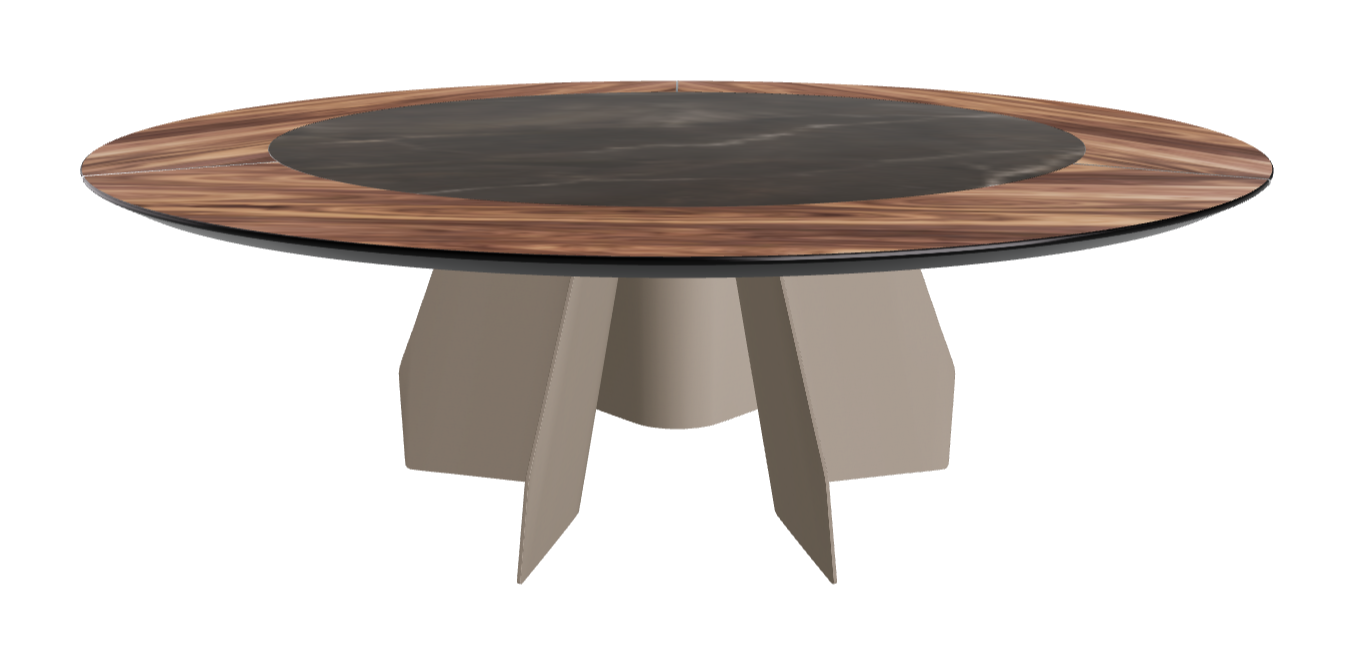 T Diameter 220 x Height 75 cm Swivel_Walnut Canaletto_Titanium Embossed_Andromeda