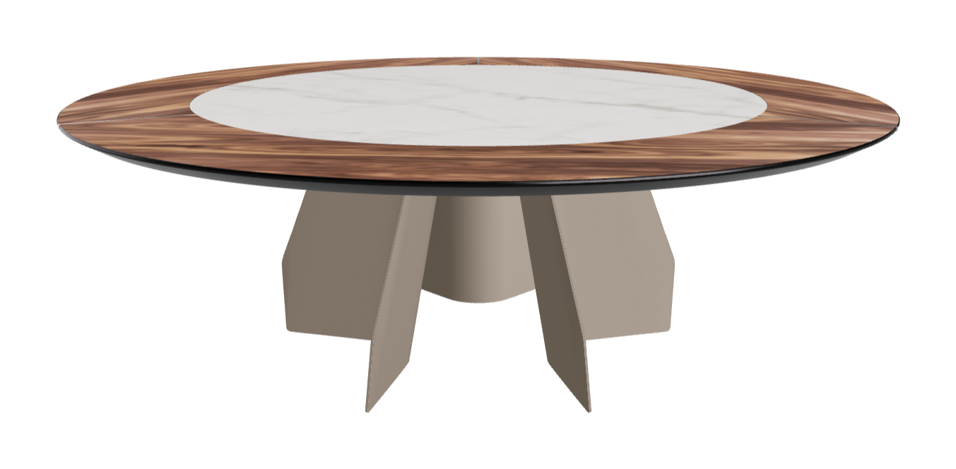 T Diameter 220 x Height 75 cm Swivel_Walnut Canaletto_Titanium Embossed_Matt Invisible