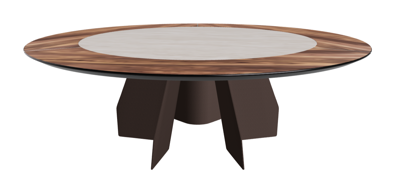 T Diameter 220 x Height 75 cm Swivel_Walnut Canaletto_Bronze Embossed_Colosseo