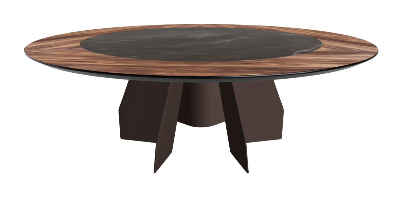 T Diameter 220 x Height 75 cm Swivel_Walnut Canaletto_Bronze Embossed_Andromeda
