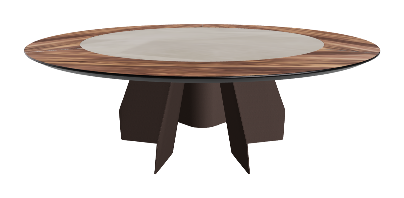 T Diameter 220 x Height 75 cm Swivel_Walnut Canaletto_Bronze Embossed_Luxor