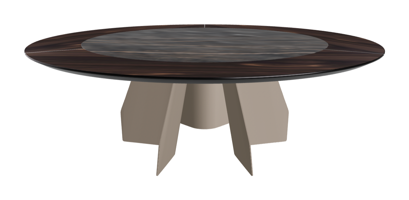 T Diameter 220 x Height 75 cm Swivel_Burned Oak_Titanium Embossed_Matt Portoro