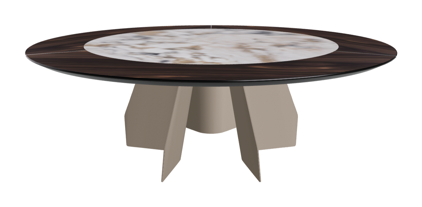 T Diameter 220 x Height 75 cm Swivel_Burned Oak_Titanium Embossed_Makalu